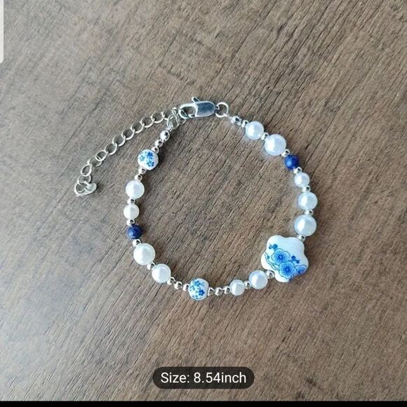 Porcelain flower vintage style bracelet - Picture 4 of 12